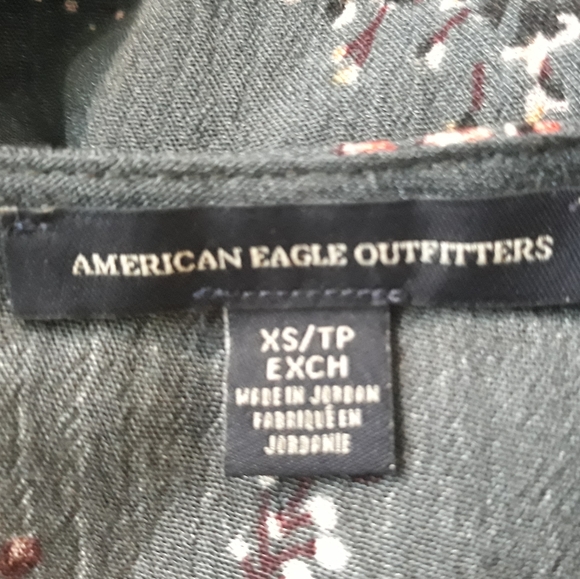 American Eagle Floral Front Tie Midriff Cut Out Blouse - Size XS Blue Top - Picture 4 of 12